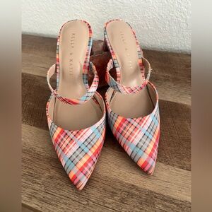Kelly & Katie Colorful Plaid Heels - Size 6.5
